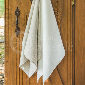 Half-linen waffle white bath towel